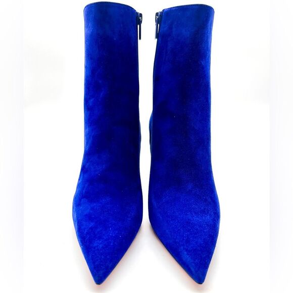Christian Louboutin Condora Suede Blue 85 mm Stiletto Ankle Booties EU38.5 US8.5 - Picture 6 of 15